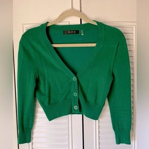 Green Button Up Crop Sweater | Women’s Medium